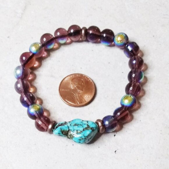 Flashy Beaded Stretch Bracelet! Turquoise Magnesite! Various Sizes - Pick Yours! - Picture 3 of 14